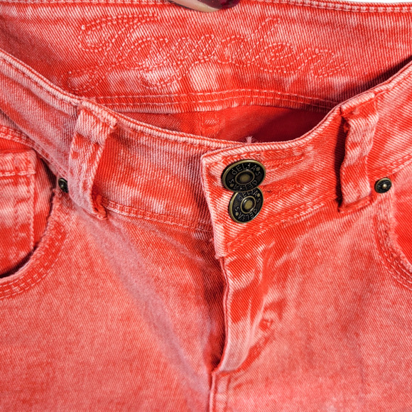 dELiA*s Jayden Y2K Faded Red Acid Wash Punk Grunge Bootcut Jeans Sz 3-4 (28x30) - Picture 8 of 10